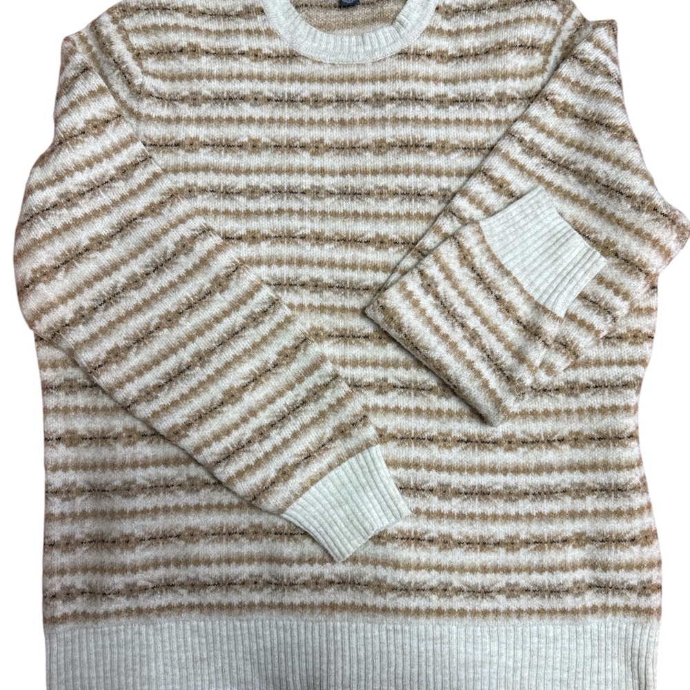 Striped Beige and White Men's American Eagle Sweater